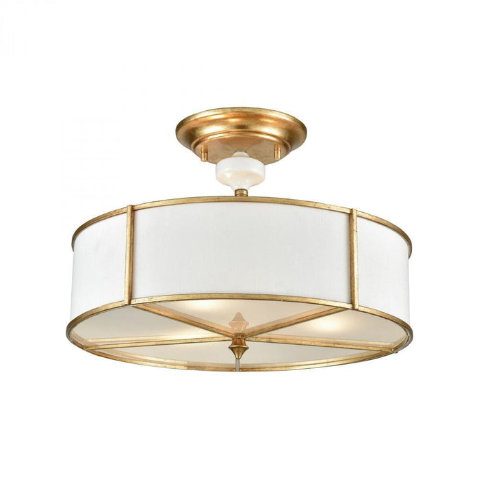 Elk Ceramique 3 Light Semi Flush In Antique Gold Model: 33052/3