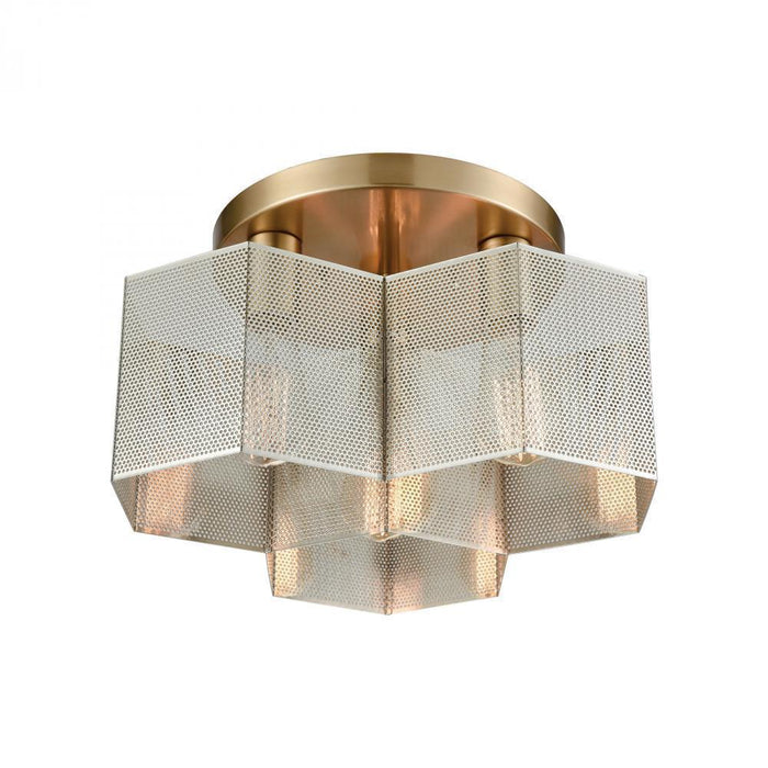 Elk Compartir 3 Light Semi Flush In Satin Brass Model: 21111/3