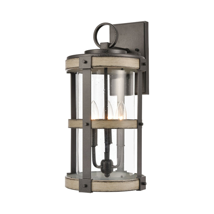 Elk Crenshaw 3 Light Outdoor Sconce In Anvil Iron Model: 89146/3