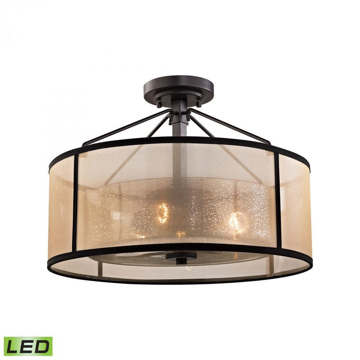 Elk Diffusion 3 Light Semi Flush In Oiled Bronze Model: 57024/3-LED