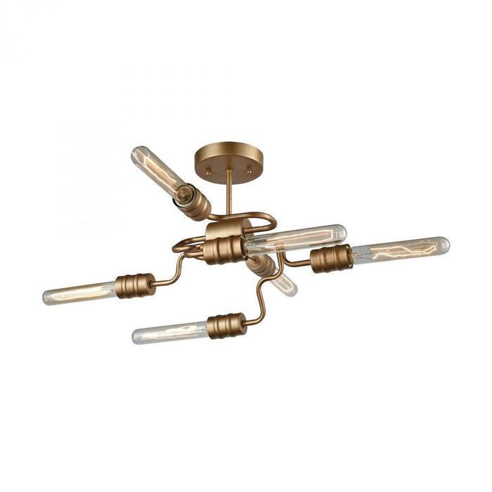 Elk Electrified Transit 6 Light Semi Flush In Matte Gold Model: 32990/6