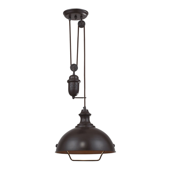 Elk Farmhouse 1 Light Adjustable Pendant In Oiled Model: 65071-1