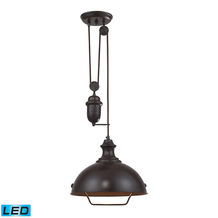 Elk Farmhouse 1 Light Adjustable Pendant In Oiled Model: 65071-1-LED