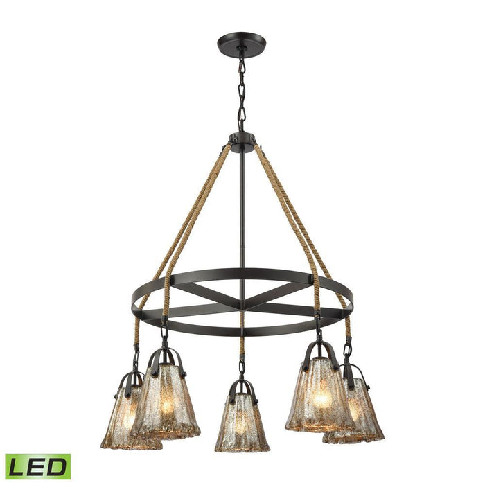 Elk Hand Formed Glass 5 Light Chandelier In Oiled Model: 10631/5CH-LED