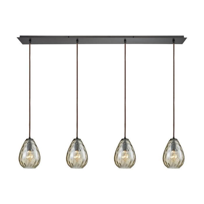 Elk Lagoon 4 Light Linear Pendant Fixture In Oil Model: 10780/4LP