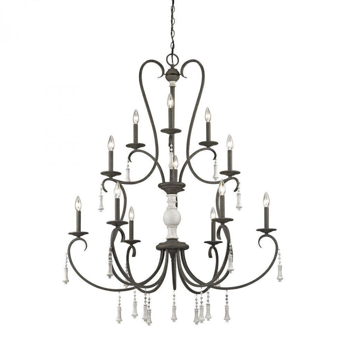 Elk Porto Cristo 12 Light Chandelier In Birtch Model: 52025/6+3+3