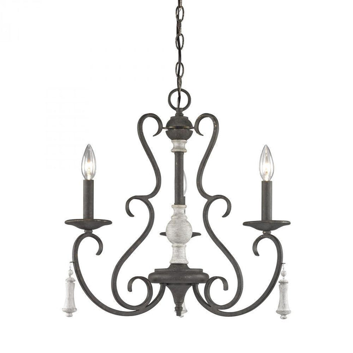 Elk Porto Cristo 3 Light Chandelier In Birtch And Model: 52021/3