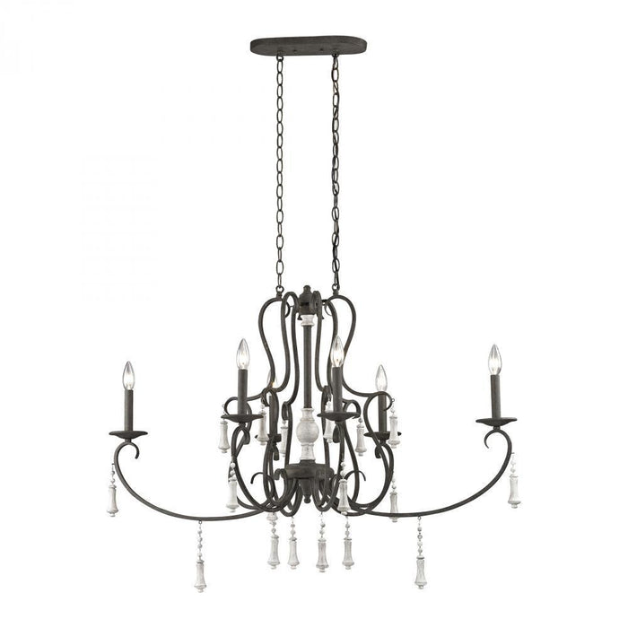 Elk Porto Cristo 6 Light Chandelier In Birtch And Model: 52023/6