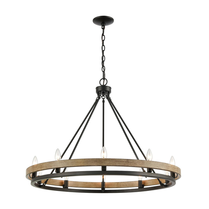 Elk Ramsey 10 Light Chandelier In Matte Black And Model: 75057/10