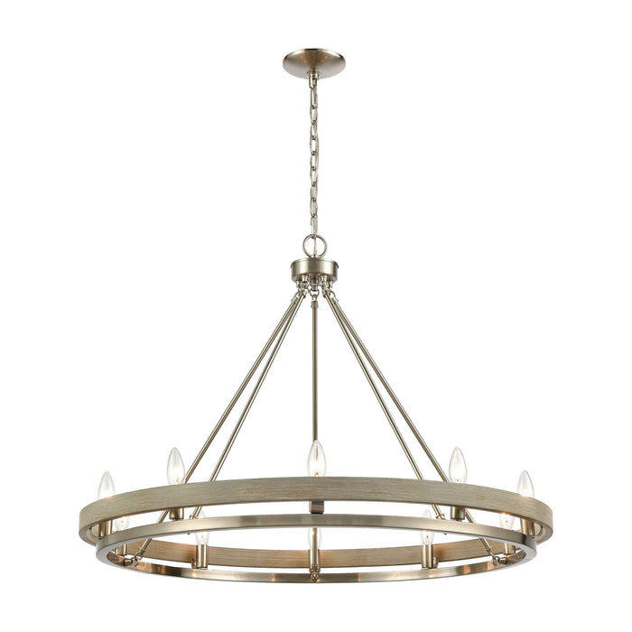 Elk Ramsey 10 Light Chandelier In Satin Nickel Model: 75067/10