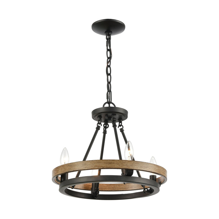 Elk Ramsey 4 Light Chandelier In Matte Black And Model: 75054/4