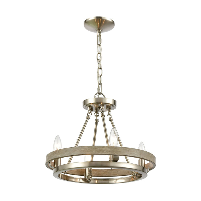 Elk Ramsey 4 Light Chandelier In Satin Nickel And Model: 75064/4