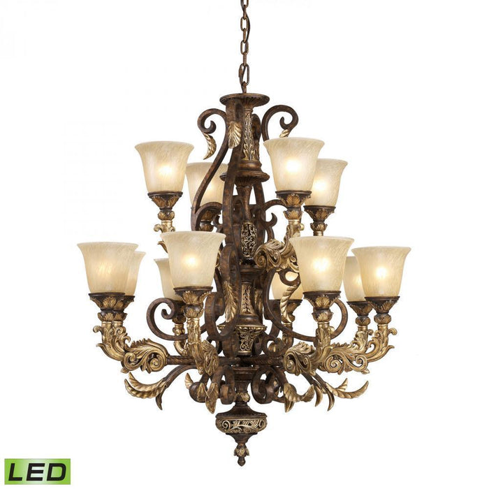 Elk Regency 12 Light Chandelier In Burnt Bronze Model: 2165/8+4-LED