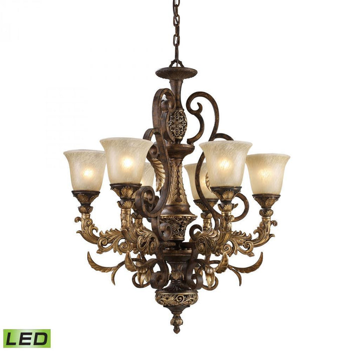 Elk Regency 6 Light Chandelier In Burnt Bronze Model: 2163/6-LED