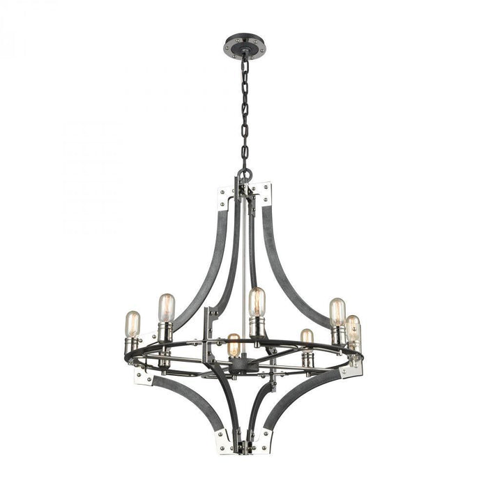 Elk Riveted Plate 8 Light Chandelier In Model: 15236/8