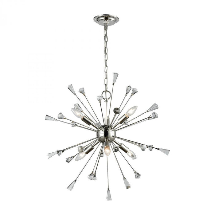 Elk Sprigny 6 Light Chandelier In Polished Nickel Model: 33030/6