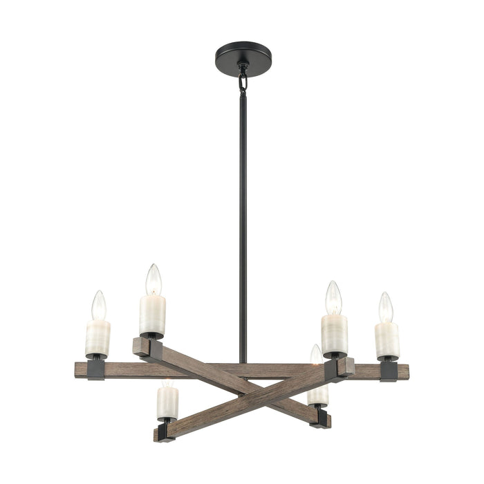 Elk Stone Manor 6 Light Chandelier In Aspen And Model: 15464/6