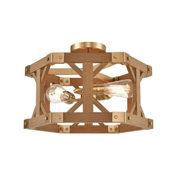 Elk Structure 3 Light Semi Flush In Satin Brass Model: 33331/3