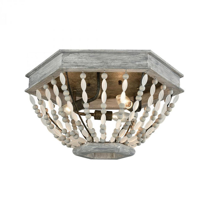 Elk Summerton 3 Light Flush Mount In Washed Gray Model: 33191/3