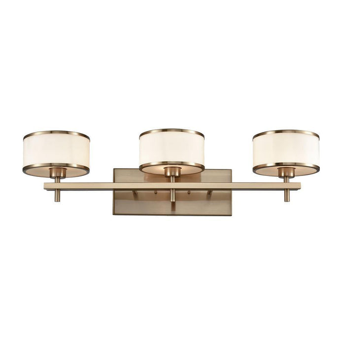 Elk Utica 3 Light Vanity Lamp In Satin Brass With Model: 11617/3