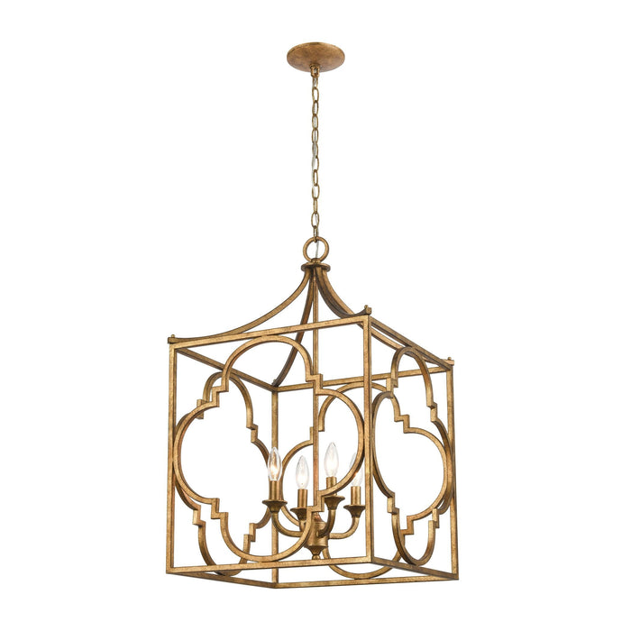 Elk Wembley 4 Light Chandelier In Antique Gold Model: 75126/4