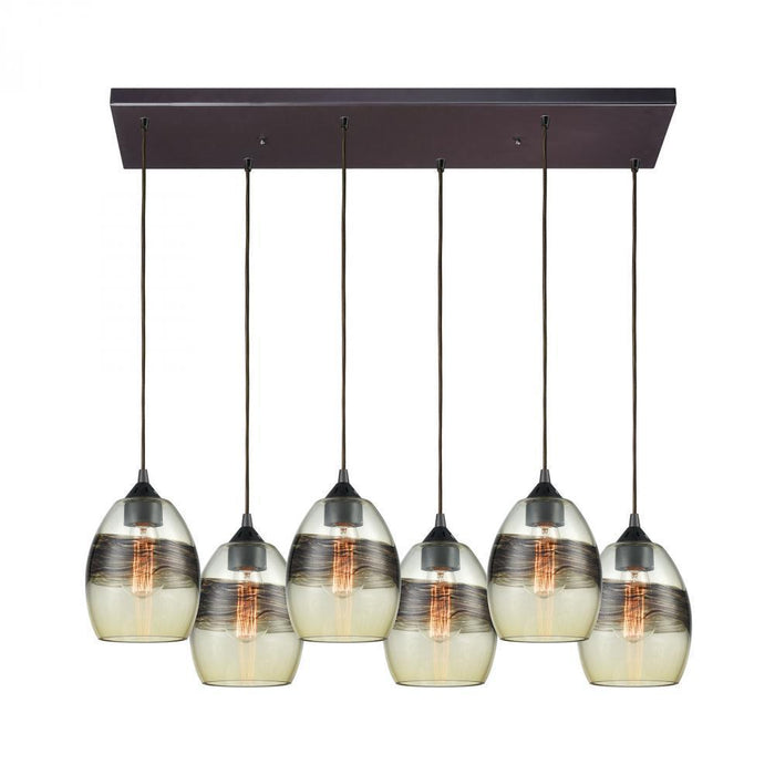 Elk Whisp 6 Light Rectangular Pendant Fixture In Model: 25122/6RC