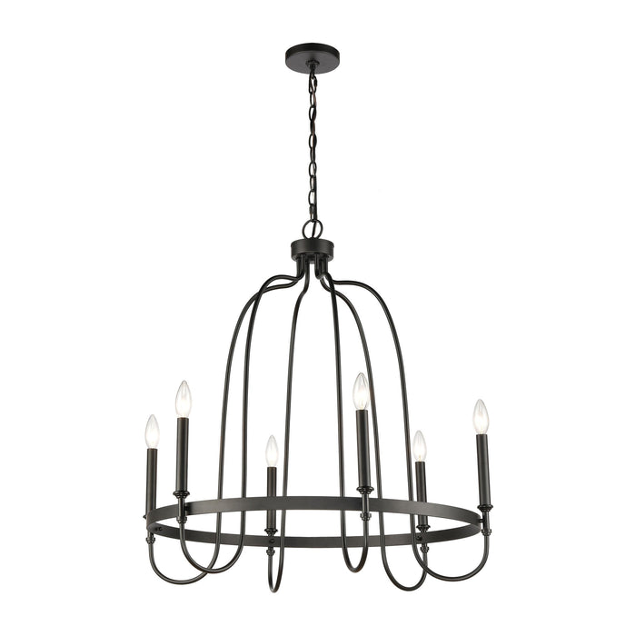 Elk Wickshire 6 Light Chandelier In Matte Black Model: 46383/6