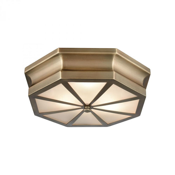 Elk Windsor 3 Light Flush Mount In Classic Brass Model: 68110/3