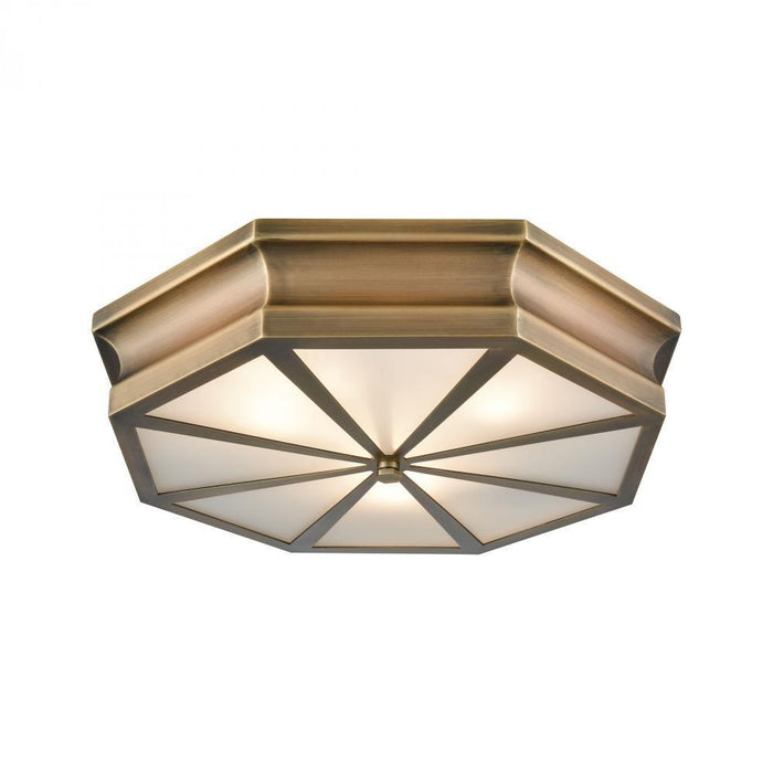 Elk Windsor 3 Light Flush Mount In Classic Brass Model: 68111/3