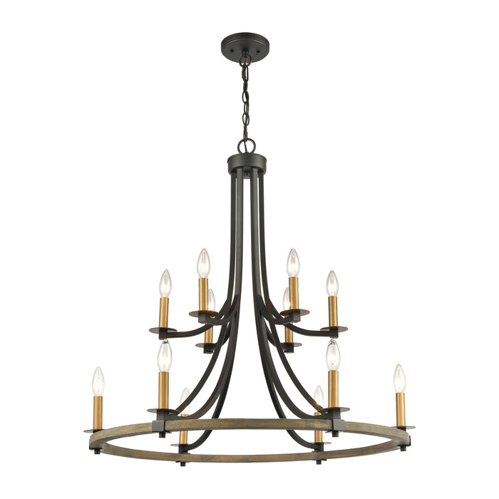 Elk Woodbridge 12 Light Chandelier In Matte Black Model: 16549/12