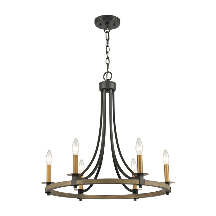 Elk Woodbridge 6 Light Chandelier In Matte Black Model: 16548/6