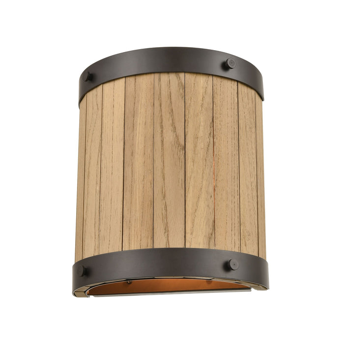 Elk Wooden Barrel 2 Light Sconce In Oil Rubbed Model: 33360/2