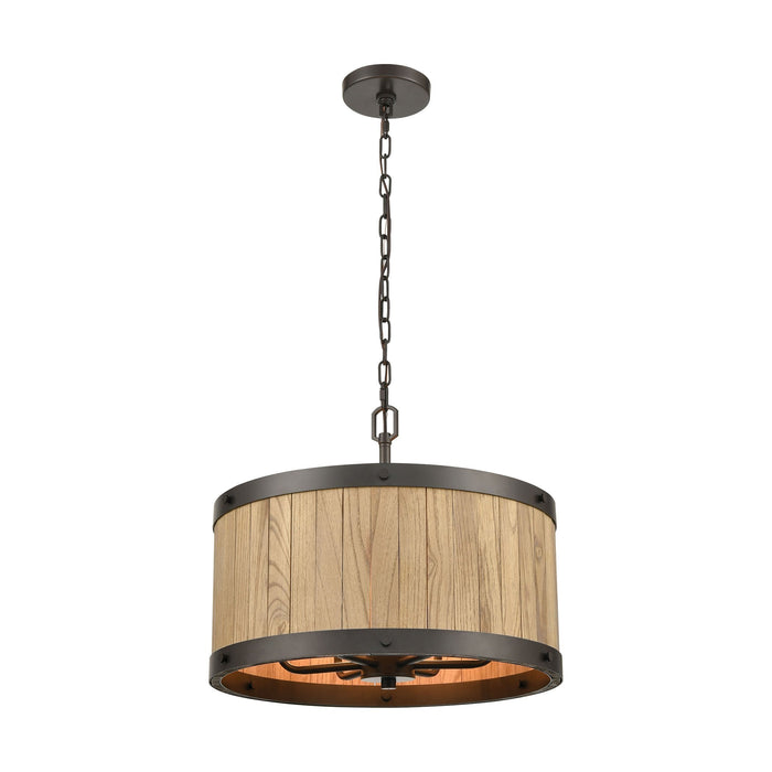 Elk Wooden Barrel 6 Light Chandelier In Oil Model: 33364/6