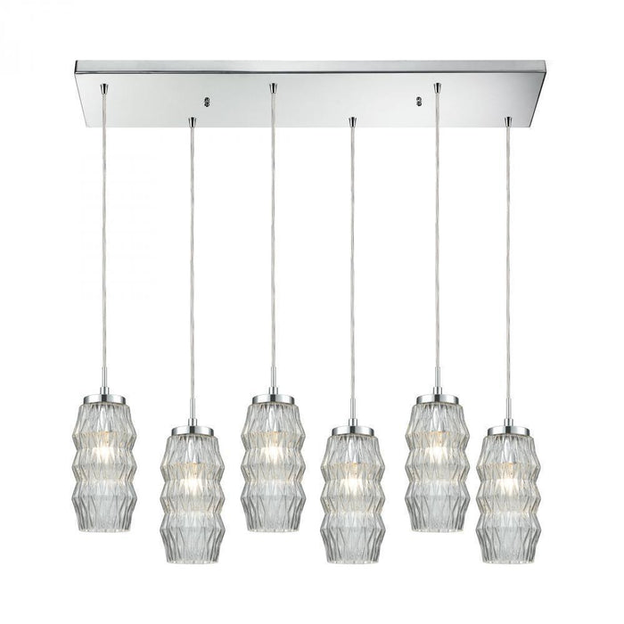 Elk Zigzag 6 Light Rectangular Pendant Fixture In Model: 56650/6RC