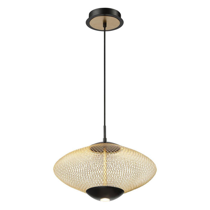 Eurofase Park Oblong Golden Mesh Pendant With Black Accents Model: 37106-010