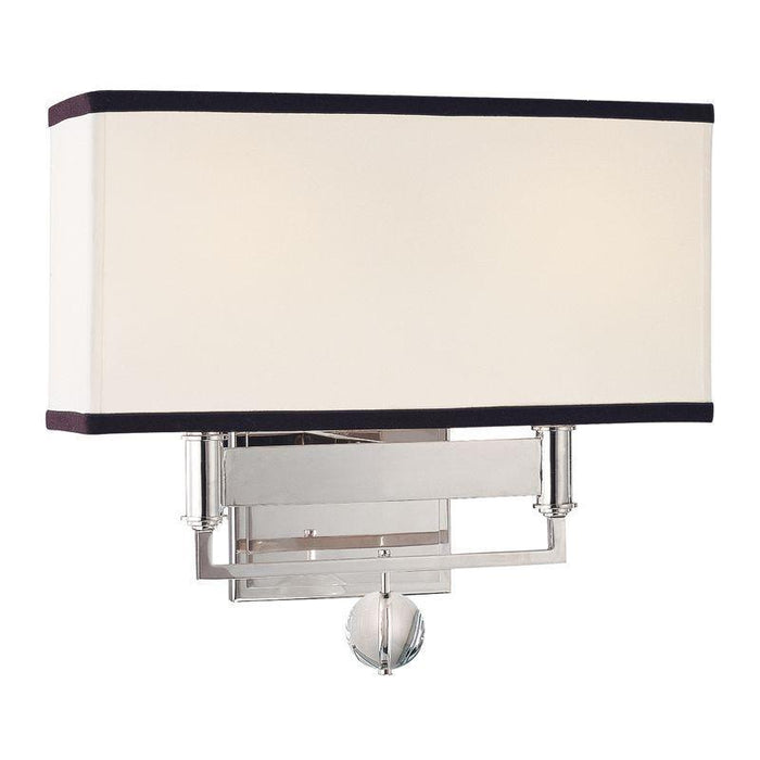 Hudson Valley Gresham Park 2 Light Wall Sconce With Black Trim On Shade Model: 5642-PN