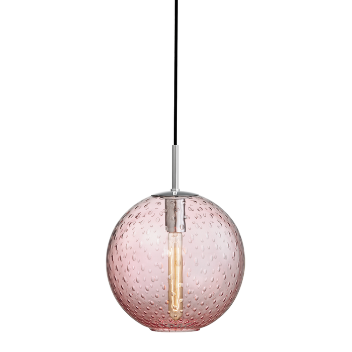 Hudson Valley Rousseau 1 Light Pendant Pink Glass Model: 2010-AGB-PK