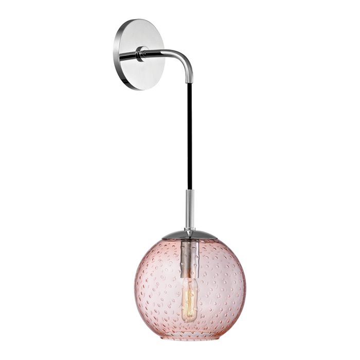 Hudson Valley Rousseau 1 Light Wall Sconce Pink Glass Model: 2020-AGB-PK