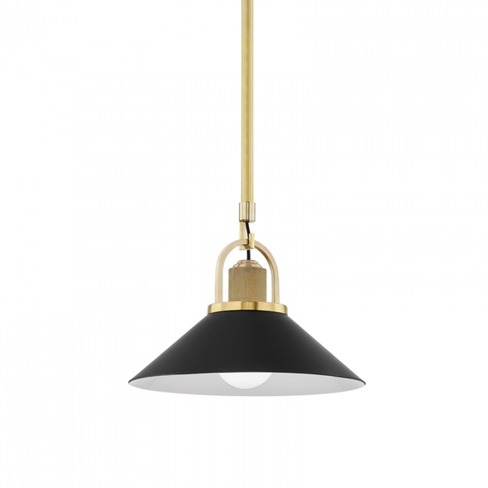 Hudson Valley Syosset 1 Light Small Pendant Model: 2613-AGB/BK