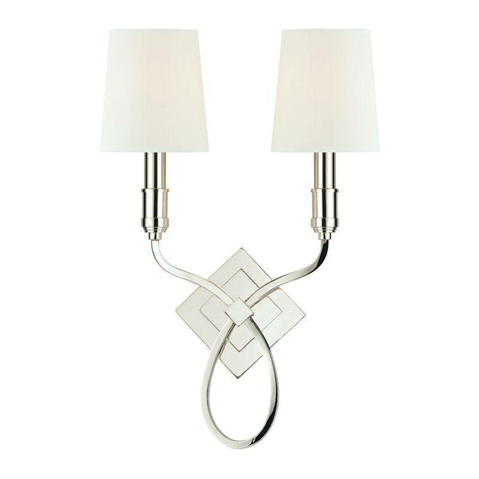 Hudson Valley Westbury 2 Light Wall Sconce With White Shade Model: 422-AS-WS