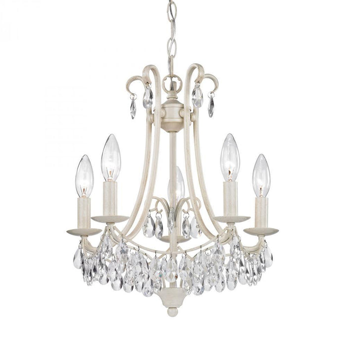 Sterling 122-021 Mini Victorian 5 Light Mini Chandelier In Antique Cream And Clear