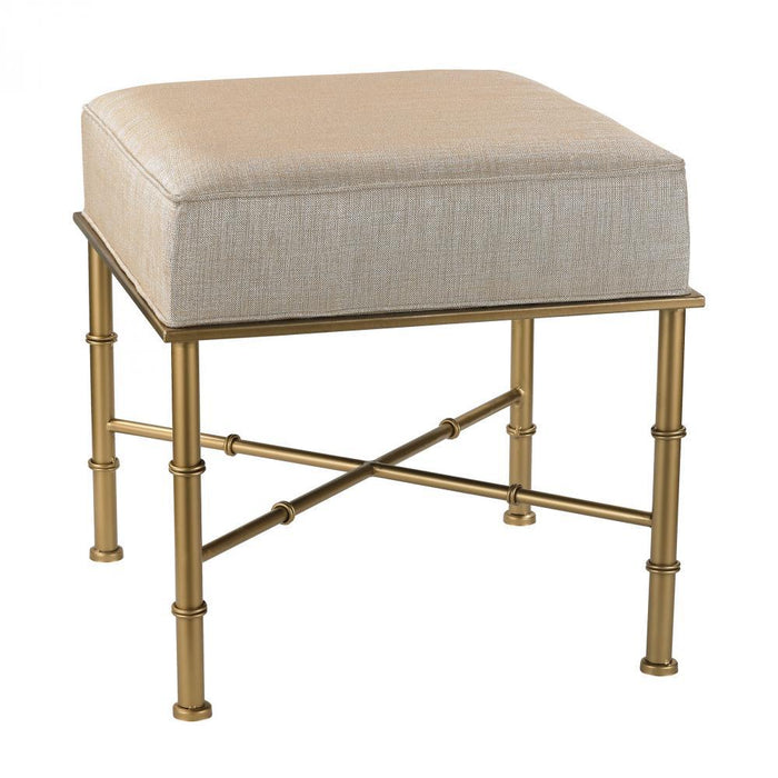 Sterling 180-014 Gold Cane Bench In Cream Metallic Linen