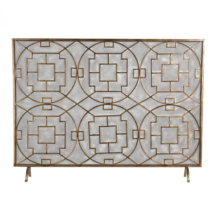 Sterling 51-10160 Geometric Firescreen In Blackened Iron