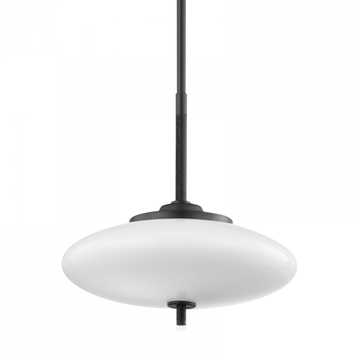 Troy Fallon 2 Light Pendant Satin Blac Black Leather Model: F7776-SBK