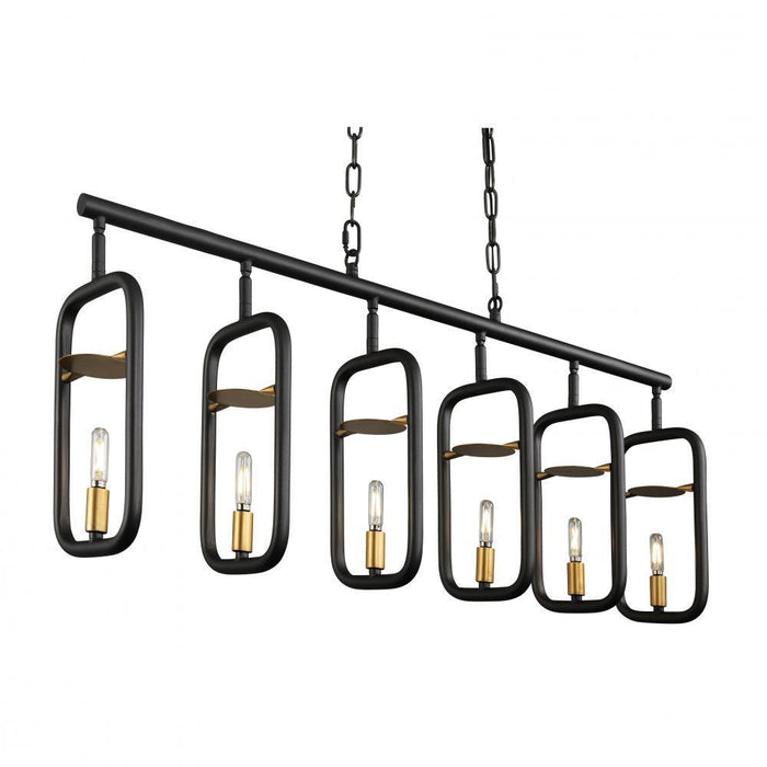 Varaluz Bar None 6 Light Linear  Aged Gol Rustic Model: 327N06AGRB