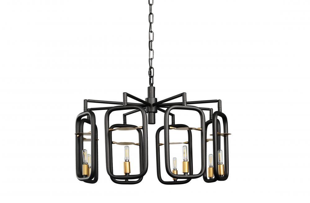 Varaluz Bar None 8 Light Chandelier  Aged Gol Rustic Model: 327C08AGRB