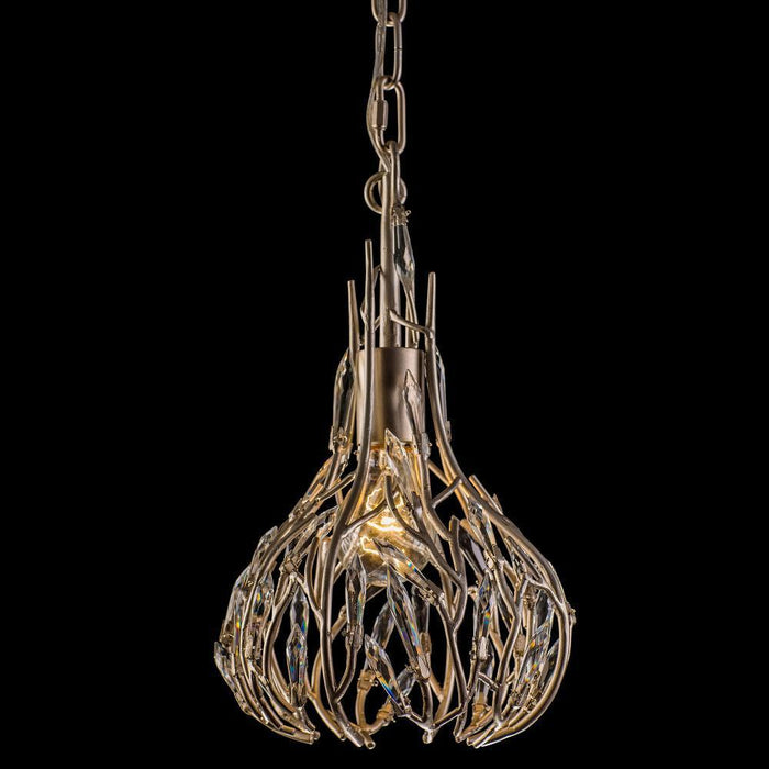 Varaluz Bask 1 Light Crystal Mini Pendant  Gold Dust Model: 271M01GD