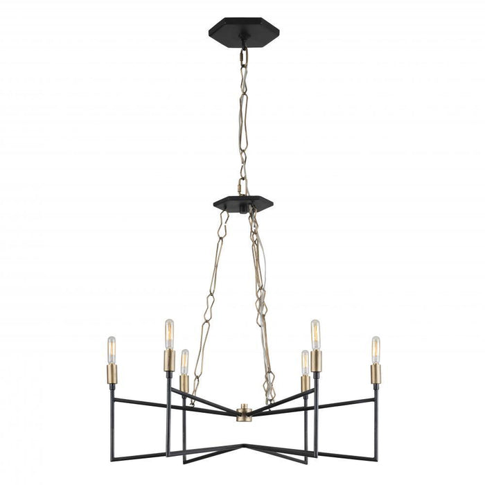 Varaluz Bodie 6 Light Chandelier  Havana Gol Carbon Model: 314C06HGCB