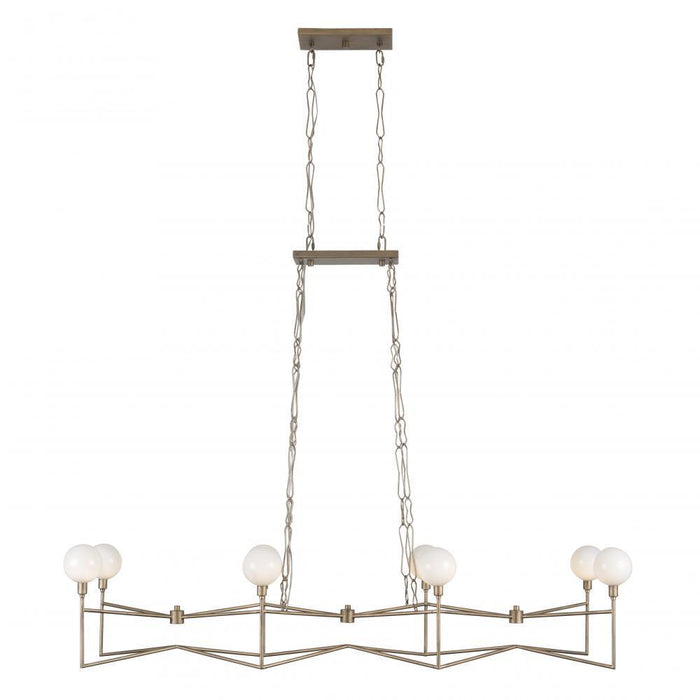 Varaluz Bodie 8 Light Linear Pendant With Glossy Opal Model: 314N08HG