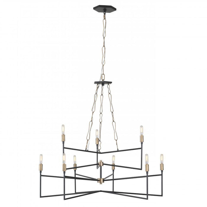 Varaluz Bodie 9 Light Chandelier  Havana Gol Carbon Model: 314C09HGCB